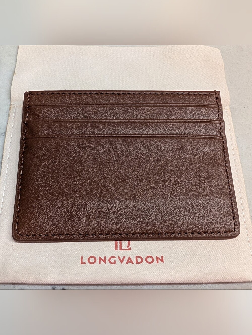 Longvadon Brown Leather Card Holder- Brand New